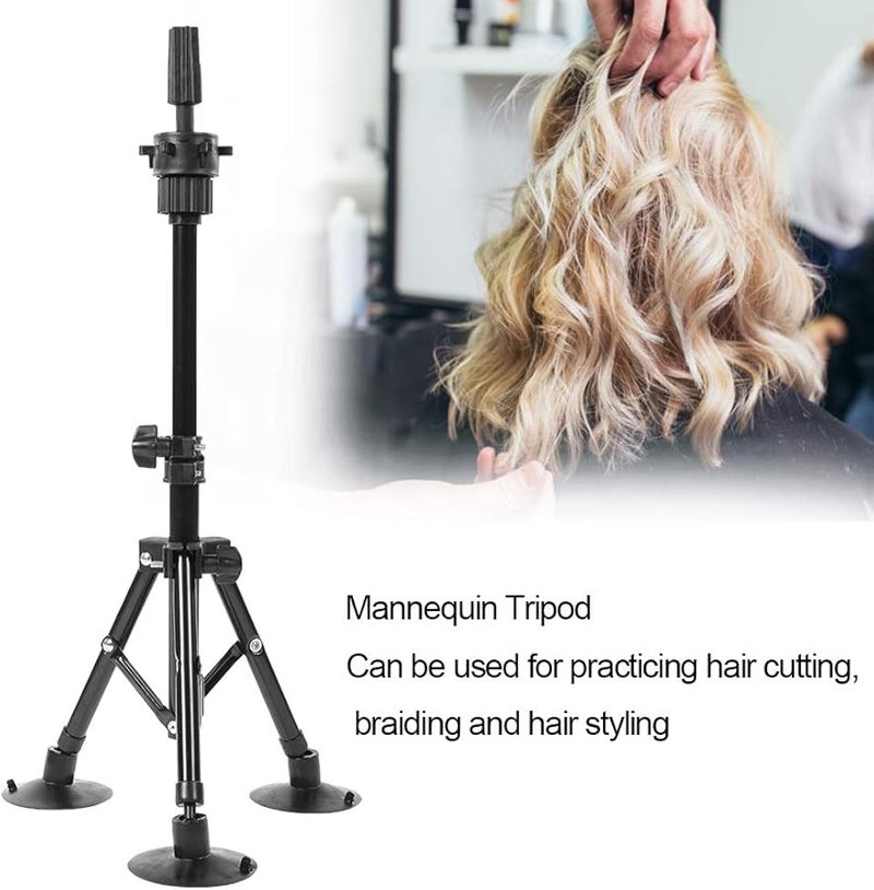 Black ABS Wig Head Stand Mannequin Tripod 60cm Height with Suction Cup Base for Hair Styling Training Salon Home Use - Image 4