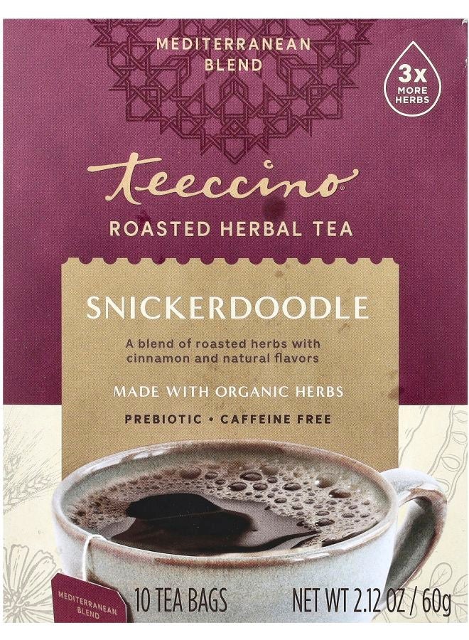 teeccino Roasted Herbal Tea Snickerdoodle Caffeine Free 10 Tea Bags 2.12 oz (60 g)