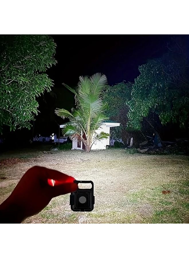Black Rechargeable LED Keychain Flashlight Portable USB Charging Light For Camping Hiking - Image 3