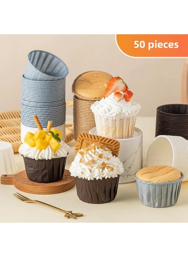 Roll-up Cupcake Cups Oil-proof Paper Holder Mold Cup Holder Special Oven High Temperature Baking Small Marfen Cup-Color:Gray Roll-top Cups (50 Pieces) Without Lid - Image 2