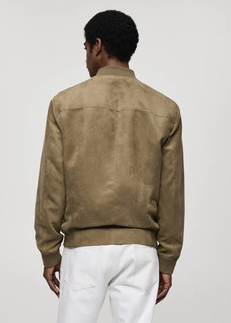Mango Man Suede-Effect Bomber Jacket