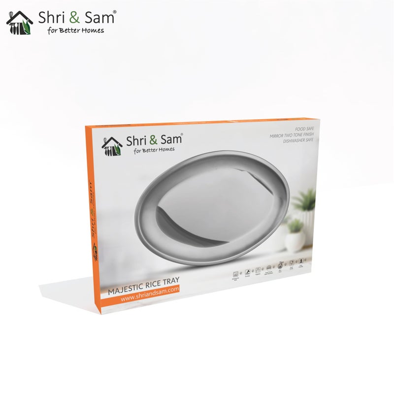 Shri & Sam Shri & Sam Stainless Steel Majestic Rice Tray, Silver  - Image 5