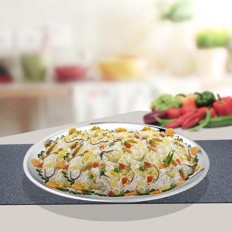Shri & Sam Shri & Sam Stainless Steel Majestic Rice Tray, Silver  - Image 3