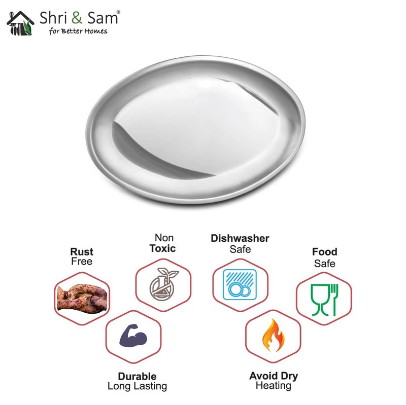 Shri & Sam Shri & Sam Stainless Steel Majestic Rice Tray, Silver  - Image 4