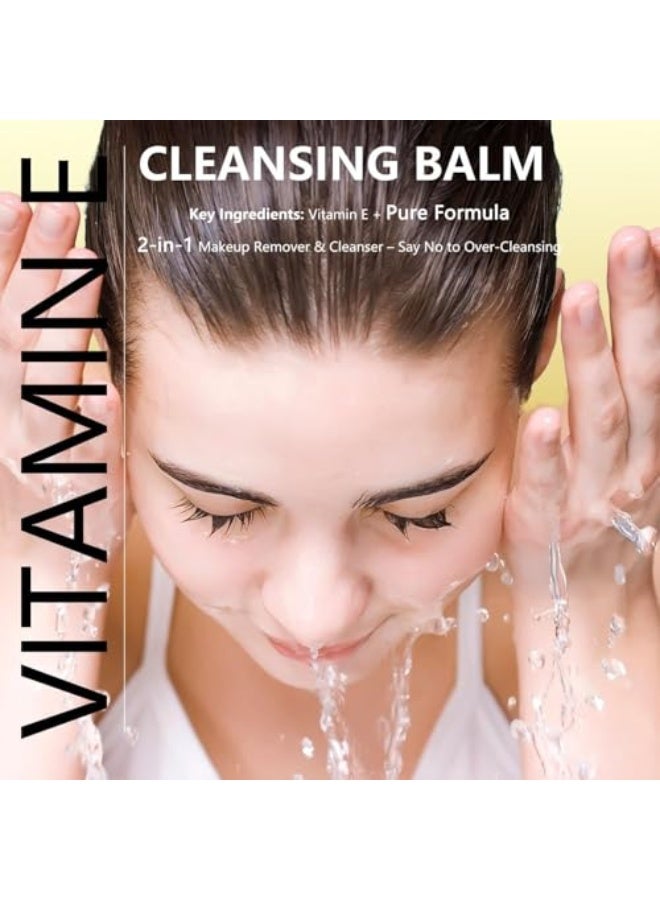 HUNMUI Cleansing Balm Makeup Remover - Vitamin E u0026 Jojoba Oil Infused, Hydrating Facial Cleanser for All Skin Types, Gentle Yet Effective for Waterproof Makeup, 3oz (85g) with Magnetic Spatula - Image 2