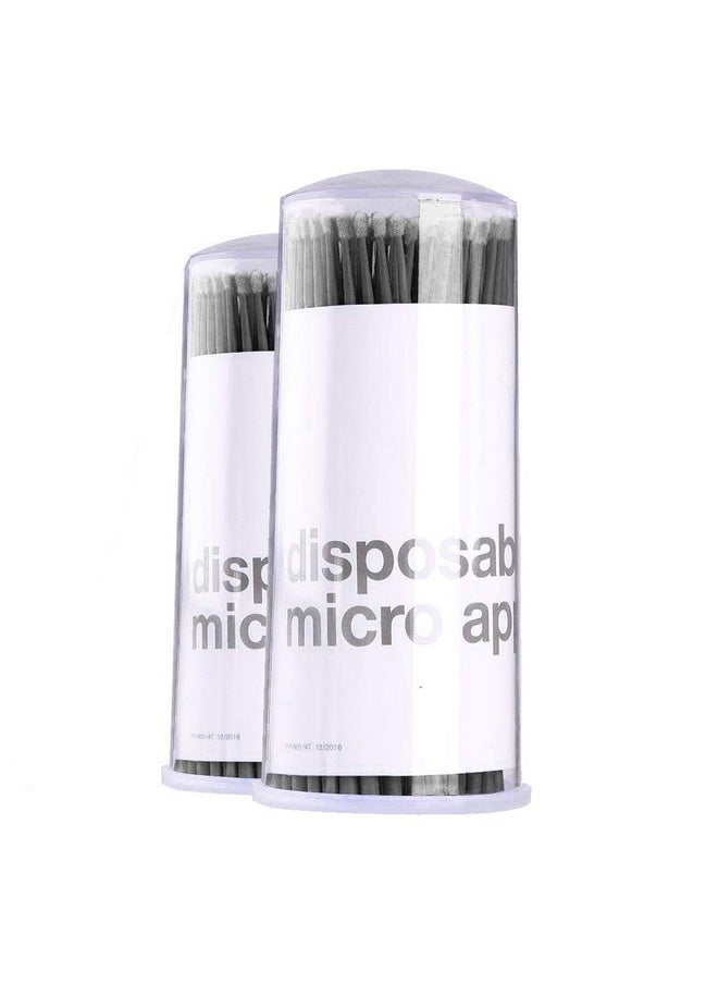 Amber Lash Disposable Micro Brushes Applicators For Eyelashes Extensions Lintfree 2Mm X 200 Ct (Black)  - Image 1