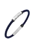 POLICE Warren Blue Leather With Stainless Steel Wing Logo Gents BraceletPEAGB0033602