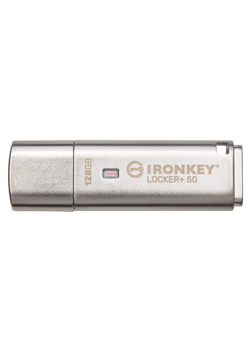 Kingston Kingston Ironkey Locker+ 50 128GB Encrypted USB Flash Drive | USB 3.2 Gen 1 | XTS-AES Protection | Multi-Password Security Options | Automatic Cloud Backup | Metal Casing | IKLP50/128GB  - Image 1