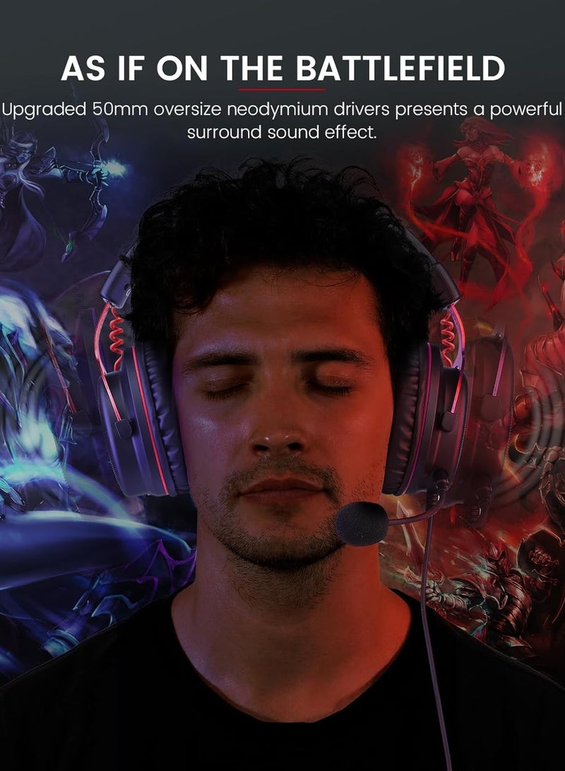 إكسا سماعة EKSA E900 مع ميكروفون لجهاز الكمبيوتر، PS4، PS5، Xbox - مكبر صوت مزود بميكروفون قابل للفصل، إلغاء الضوضاء، صوت محيطي ثلاثي الأبعاد، سماعة سلكية للألعاب، الكمبيوتر، اللابتوب، مقبس 3.5 ملم - Image 4