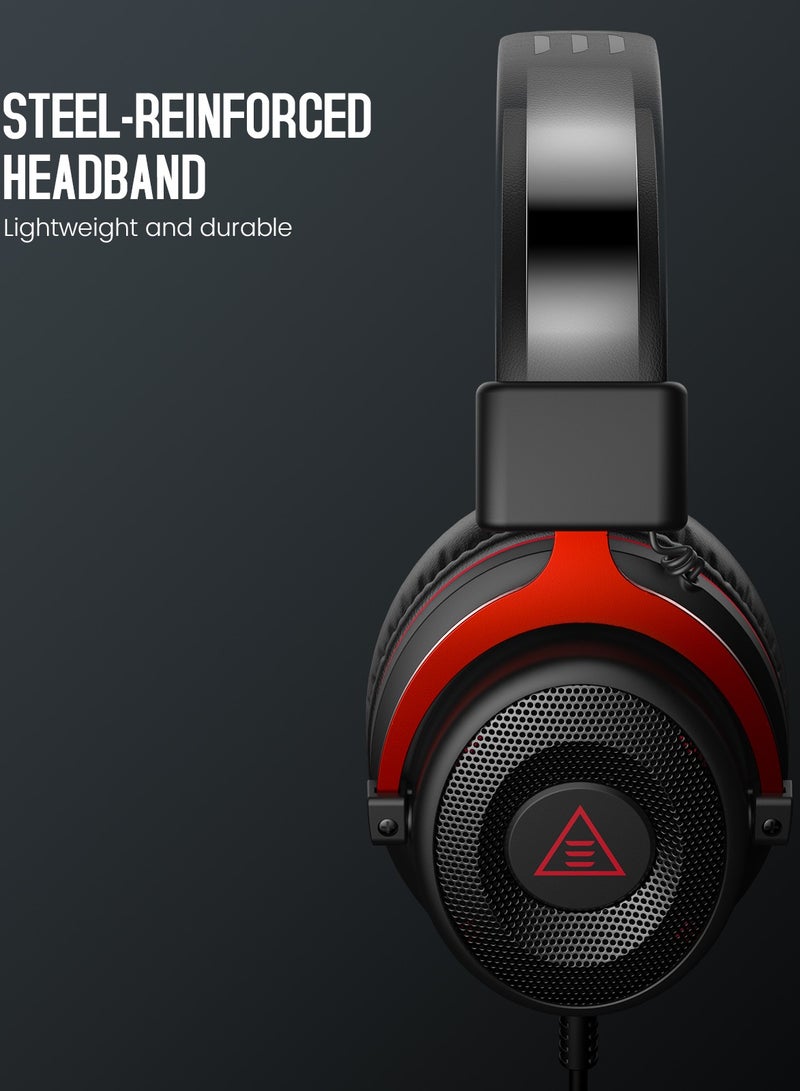 إكسا سماعة EKSA E900 مع ميكروفون لجهاز الكمبيوتر، PS4، PS5، Xbox - مكبر صوت مزود بميكروفون قابل للفصل، إلغاء الضوضاء، صوت محيطي ثلاثي الأبعاد، سماعة سلكية للألعاب، الكمبيوتر، اللابتوب، مقبس 3.5 ملم - Image 2