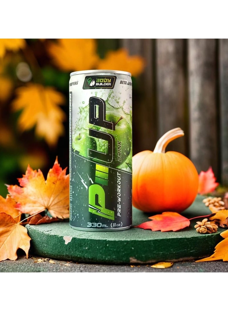Body Builder Body Builder P-up Pre-Workout Drink - Apple Flavor - 330 ML - Sugar-Free, EAA-Enriched -Energy-Booster-10 Kcal per Serving - Contains Citrulline, Beta-Alanine, Taurine & Caffeine (6 PCS, Apple)  - Image 2