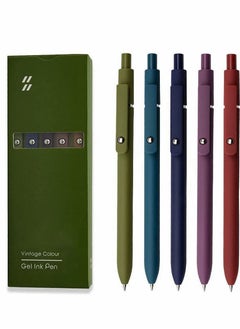 Y&D 0.5 Gel Pen, Cute Kawaii Pens, Boxed Office Fine Point Signing Retractable Rolling Ball Quick-dry Ink Black Smooth Writing for School Home, 5pcs (Retro Colors)  - Image 1