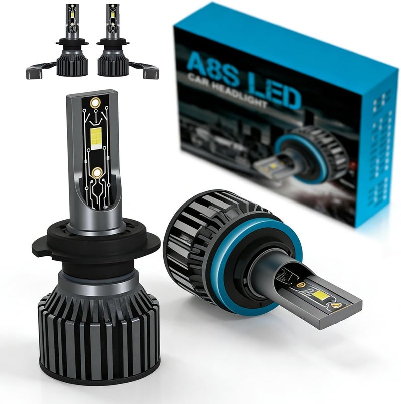Treayes H7 LED Headlight Bulbs 16000LM 6000K Cool White - High Low Beam Replacement with Turbo Cooling Fan, IP68 Waterproof, Plug and Play for Cars (2 Pack) - Image 1