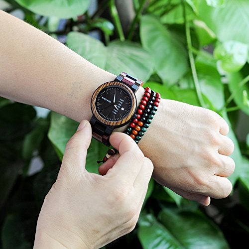 BOBO BIRD Natural Wood Watch Colorful Mens Wooden Watches Week & Date Display Japanese Quartz Movement Chronograph Unique Wristwatch for Men - Image 4