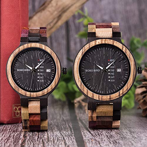 BOBO BIRD Natural Wood Watch Colorful Mens Wooden Watches Week & Date Display Japanese Quartz Movement Chronograph Unique Wristwatch for Men - Image 5