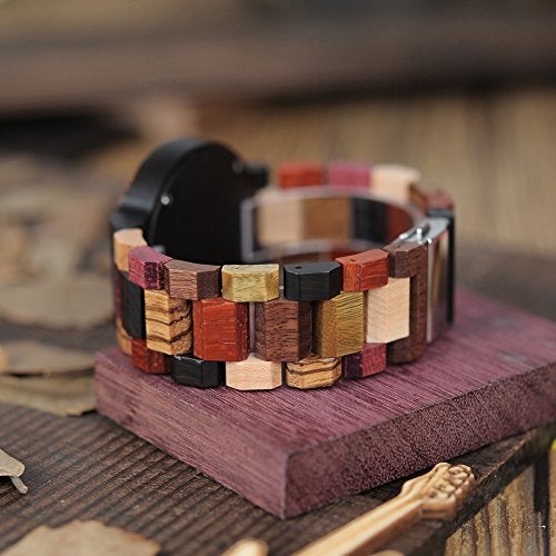 BOBO BIRD Natural Wood Watch Colorful Mens Wooden Watches Week & Date Display Japanese Quartz Movement Chronograph Unique Wristwatch for Men - Image 3