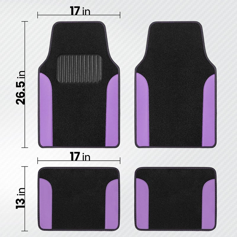 BDK PolyPro Purple Car Seat Covers Full Set with 4-Piece Car Floor Mats - Two-Tone - Image 4