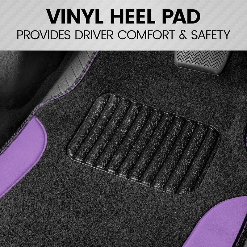 BDK PolyPro Purple Car Seat Covers Full Set with 4-Piece Car Floor Mats - Two-Tone - Image 3