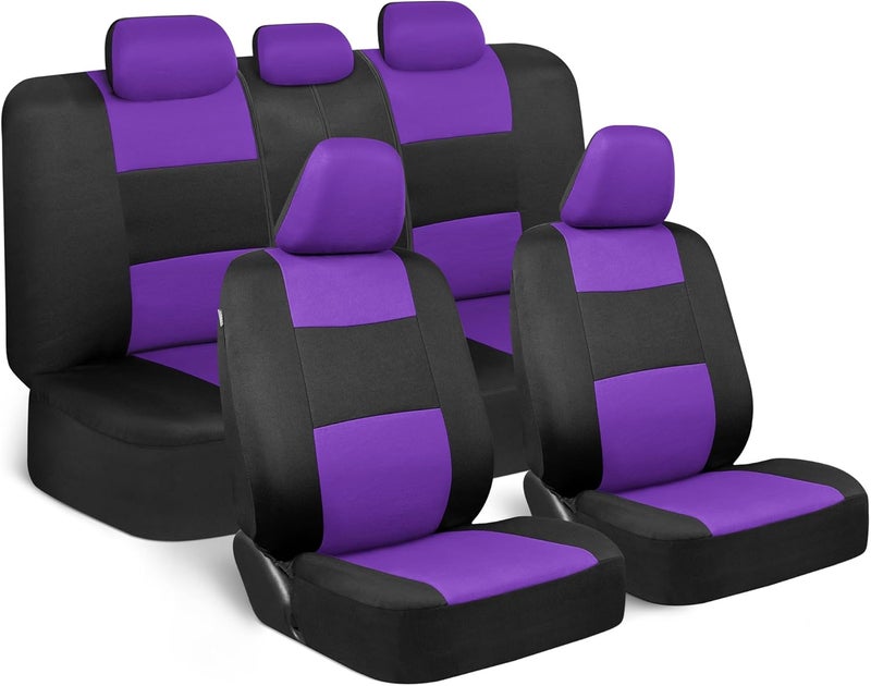 BDK PolyPro Purple Car Seat Covers Full Set with 4-Piece Car Floor Mats - Two-Tone - Image 5