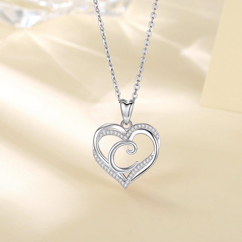 INFUSEU C Initial Necklace for Women Letter Jewelry Teen Adolescent Teenager Youngagers Young Heart Pendant Love Gifts Ideas for Girlfriend Birthday Female Trendy Stuff Unique - Image 3