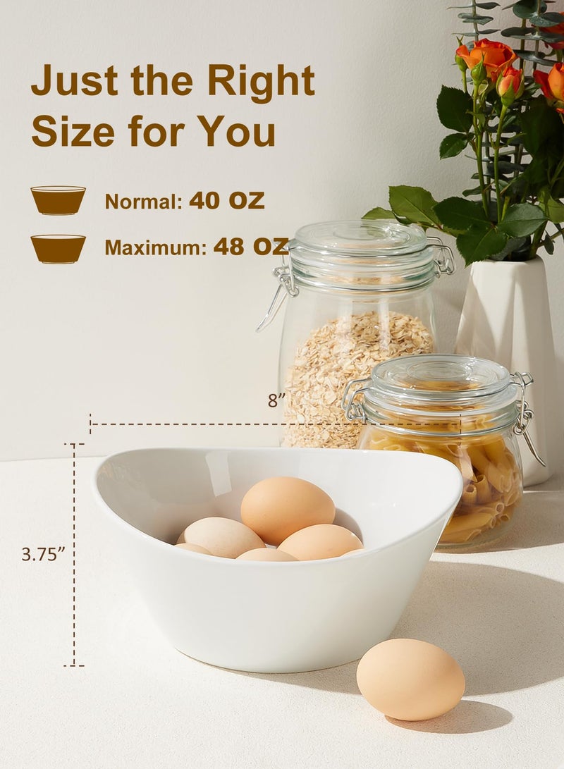 Yedio Salad Bowls Set, 40 Ounces Porcelain Serving Bowls for Kitchen, Large White Bowls for Soup, Oatmeal, Pasta, Snacks, Set of 2, Microwave Dishwasher Safe - Image 2