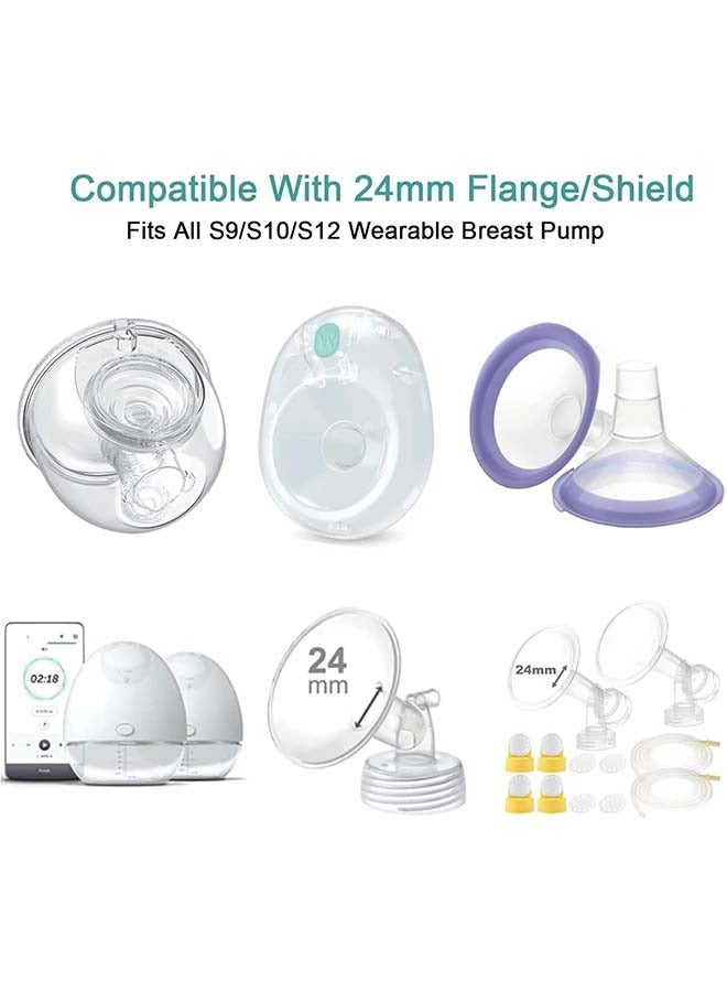 لكارموم 10 عبوات من حشوات شفة مضخة حليب الثدي مقاس 13/15/17/19/19/21 مم متوافقة مع مضخة الثدي القابلة للارتداء S9/S10/S12، تصغير نفق 24 مم إلى مقاسات أخرى - Image 2