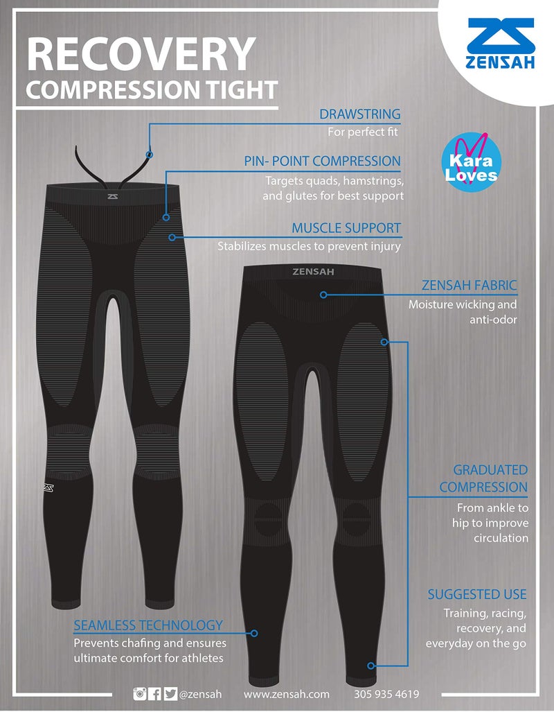 Zensah Recovery Tight - Ultra Compression Running Leggings for Men and Women (Black, XS/SM) - Image 3