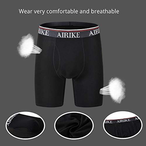 AIRIKE Boxer Briefs Men Pack Long Leg Soft Black Underwear Big Size and Tall Underpants - Image 2