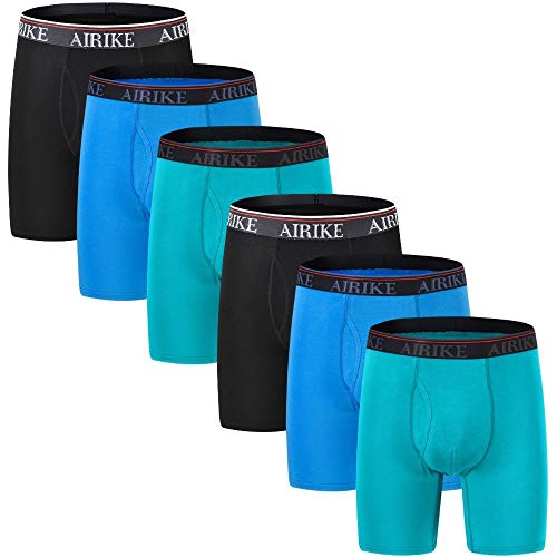 AIRIKE Boxer Briefs Men Pack Long Leg Soft Black Underwear Big Size and Tall Underpants - Image 1
