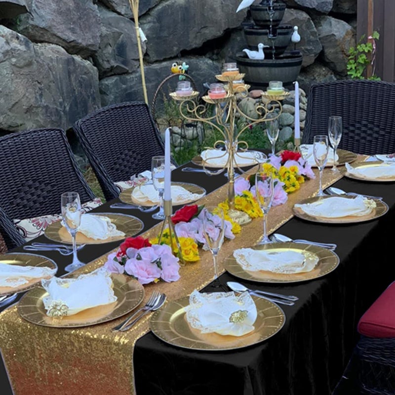BalsaCircle TRLYC Polyester Tablecloth - 72X72 Black Square Tablecloth Overlay 100% Polyester Wedding Table Linen - Image 5