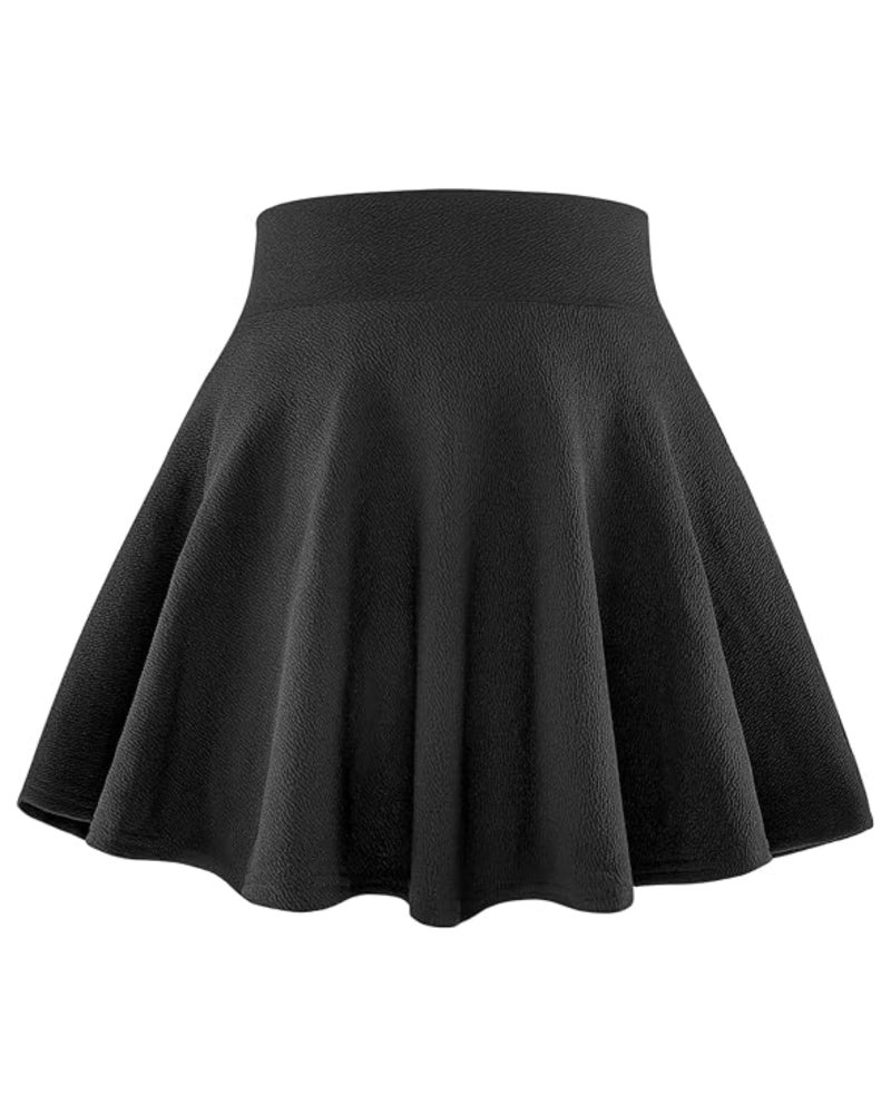 BOOPH Kids Girls Casual Mini Flare Plain Pleated Skater Skirts 11-12 Years Black - Image 1