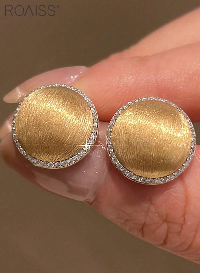 رويس طقم من 3 قطع من القلائد والأقراط الذهبية، سلسلة ذهبية طويلة وبسيطة على شكل عظمة ثعبان، قرط دائري مرصع بالألماس المصقول، سلسلة سترة على شكل حرف Y للحفلات والمآدب وحفلات الزفاف والارتداء اليومي - Image 4