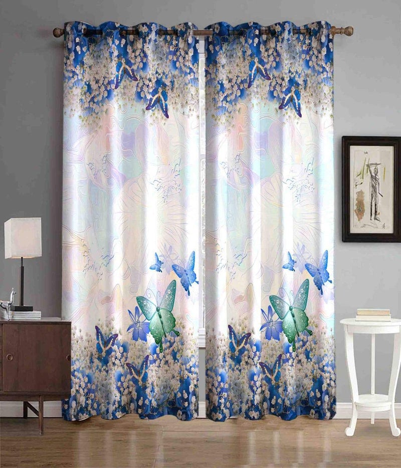 TIB 3D Animal Digital Printed Polyester Fabric Long Door Curtains Multicolour 4 x 7 Feet