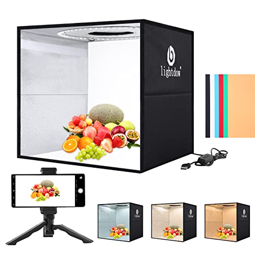 Lightdow 12"x12"x12" Photo Studio Light Box Photography with Desktop Tripod & 120 LEDs (CRI>95), 6 Backdrops - Portable/Dimmable Folding Shooting Tents for Toys/Jewelry/Watches/Cosmetics - Image 1