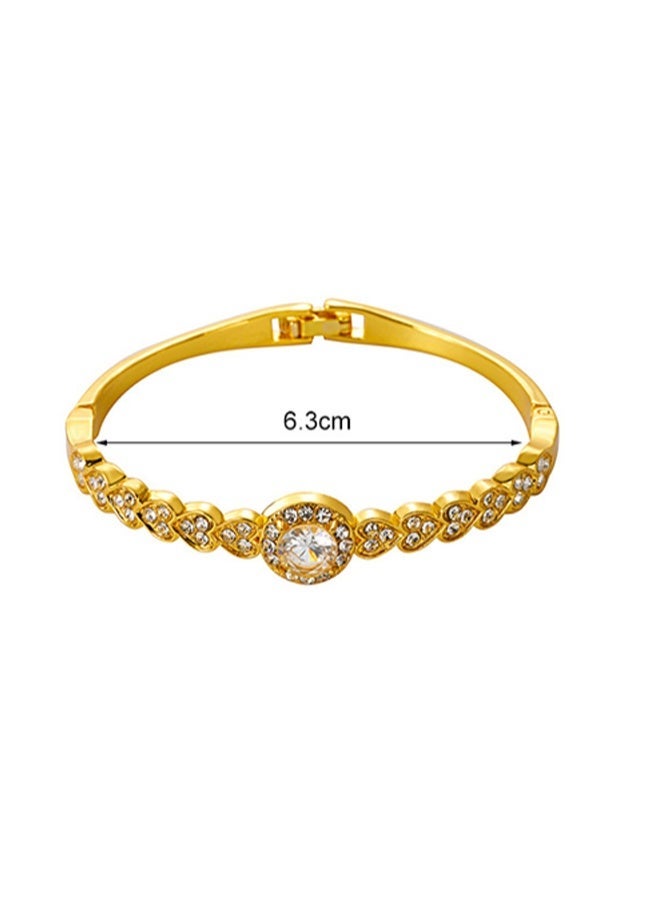 Women's Gold Plated Braided Heart Cubic Zirconia Bracelet - Image 4