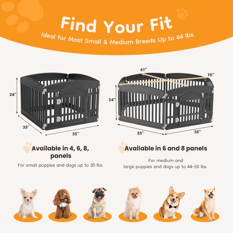 NEWBULIG Dog Playpen 6-Panel, 24IN Puppy Playpen, Stable Dog Play Pen Indoors/Outdoor with Secure Locking Door, Plastic Pet Fence for Small & Medium Dogs - Image 4