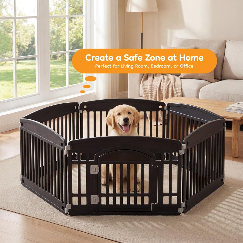 NEWBULIG Dog Playpen 6-Panel, 24IN Puppy Playpen, Stable Dog Play Pen Indoors/Outdoor with Secure Locking Door, Plastic Pet Fence for Small & Medium Dogs - Image 2