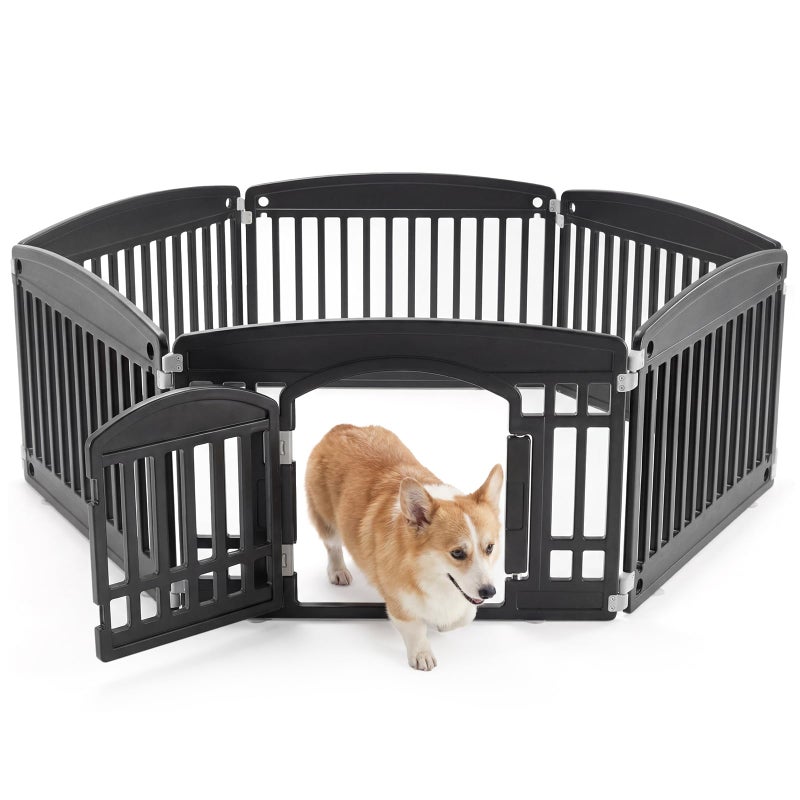 NEWBULIG Dog Playpen 6-Panel, 24IN Puppy Playpen, Stable Dog Play Pen Indoors/Outdoor with Secure Locking Door, Plastic Pet Fence for Small & Medium Dogs - Image 1