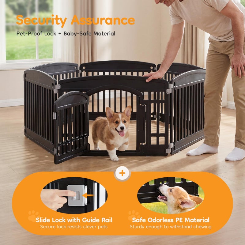 NEWBULIG Dog Playpen 6-Panel, 24IN Puppy Playpen, Stable Dog Play Pen Indoors/Outdoor with Secure Locking Door, Plastic Pet Fence for Small & Medium Dogs - Image 3