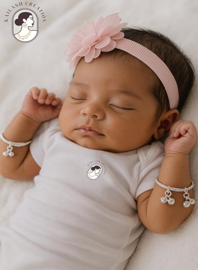 Kailash Creation Baby Bracelet Pair for Kids/Newborns (0-5 Years), 4 cm Inner Size | Adjustabl Bracelet Style with Ghungroo Sound | Boys & Girls Jewelry Gift - Image 3