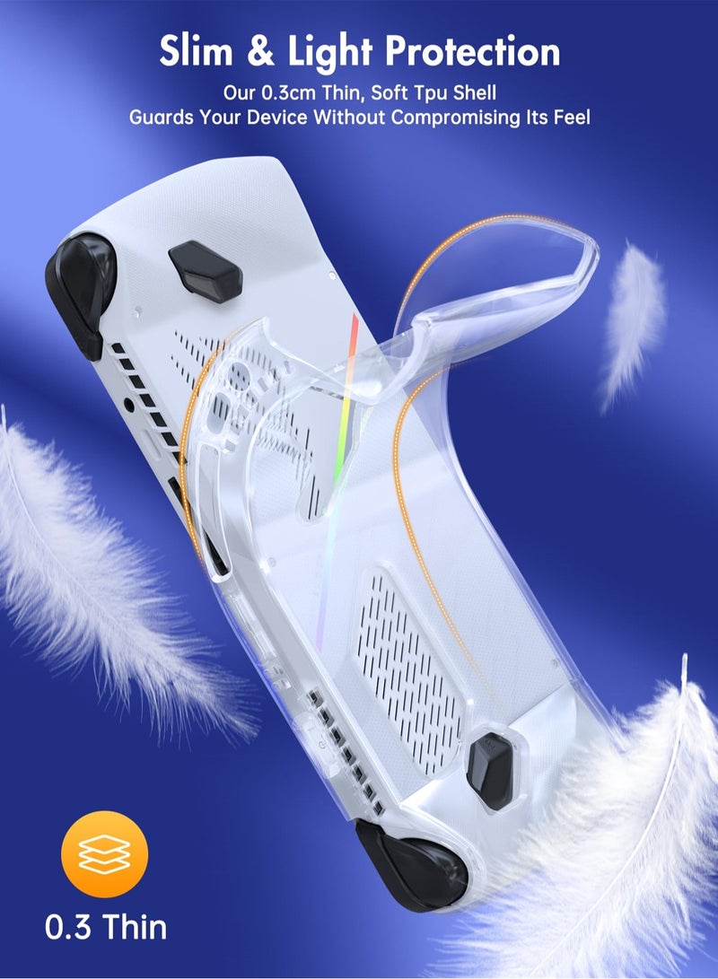 Ultimate 3-in-1 Protection Kit for ASUS ROG Ally 2023: TPU Clear Case, Premium Screen Protector and Ergonomic Thumb Grip Caps for Enhanced Gaming Experience - Image 3