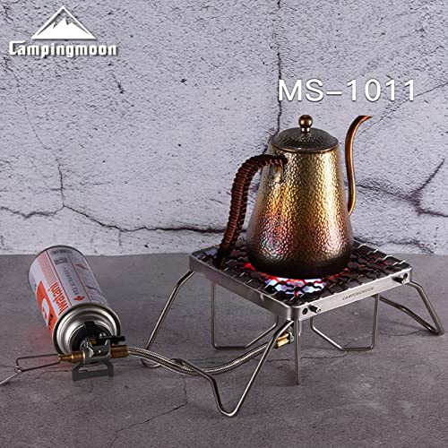 camping moon Campingmoon Portable Campfire Grill Grate 304 Stainless Steel Folding Camping Grill Over Gas Stove BBQ Grill Rack with Legs and Carrying Bag - Image 2