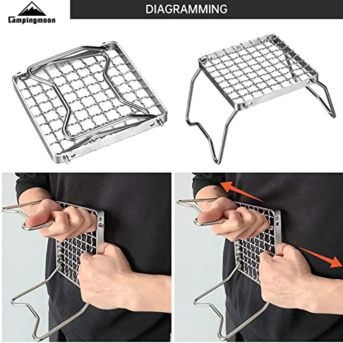 camping moon Campingmoon Portable Campfire Grill Grate 304 Stainless Steel Folding Camping Grill Over Gas Stove BBQ Grill Rack with Legs and Carrying Bag - Image 5