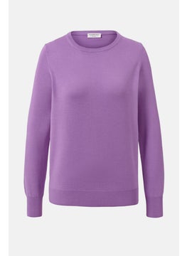 Tchibo Women Crew Neck Long Sleeve Textured Sweater, Lilac  - Image 2