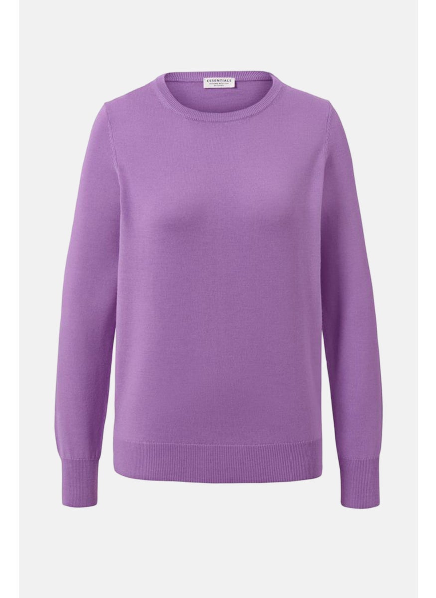 Tchibo Women Crew Neck Long Sleeve Textured Sweater, Lilac  - Image 2