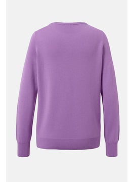 Tchibo Women Crew Neck Long Sleeve Textured Sweater, Lilac  - Image 3