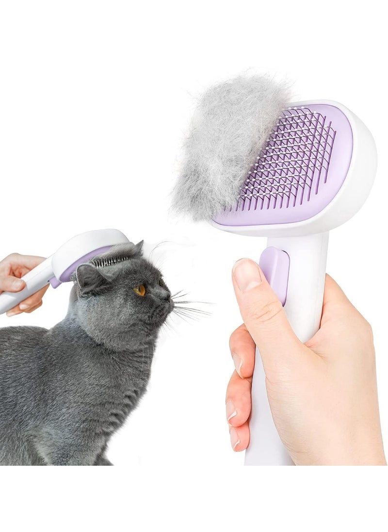 Meetion Cat Brush for Shedding and Grooming, Self Cleaning Slicker Brush for Short or Long Haired Cats, Pet Dog Hair Brush for Puppy Kitten Massage Removes Loose Undercoat, Mats, Tangled Hair, Shed Fur  - Image 1