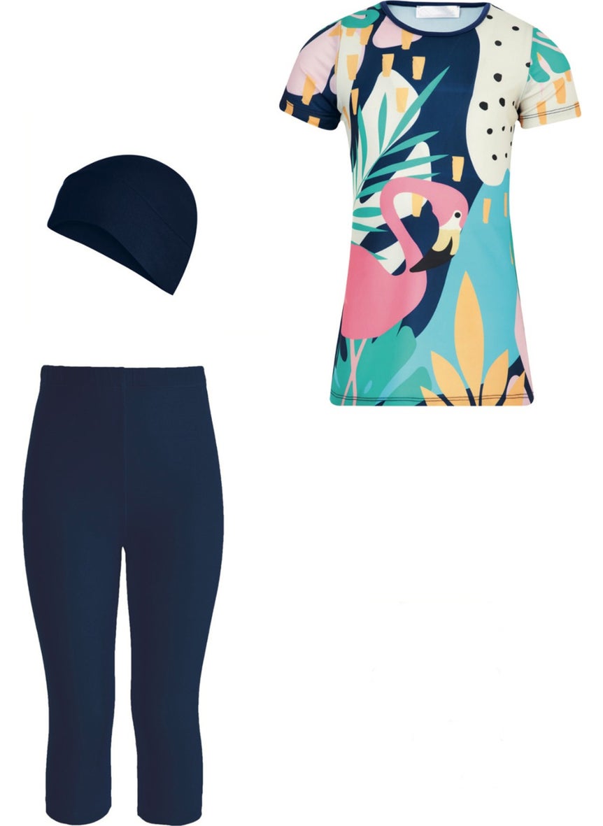 Remsa Mayo Remsa Swimsuit Short Sleeve Shorts Kids Swimsuit Poolside Rylee 5928 Dark Navy Blue  - Image 2