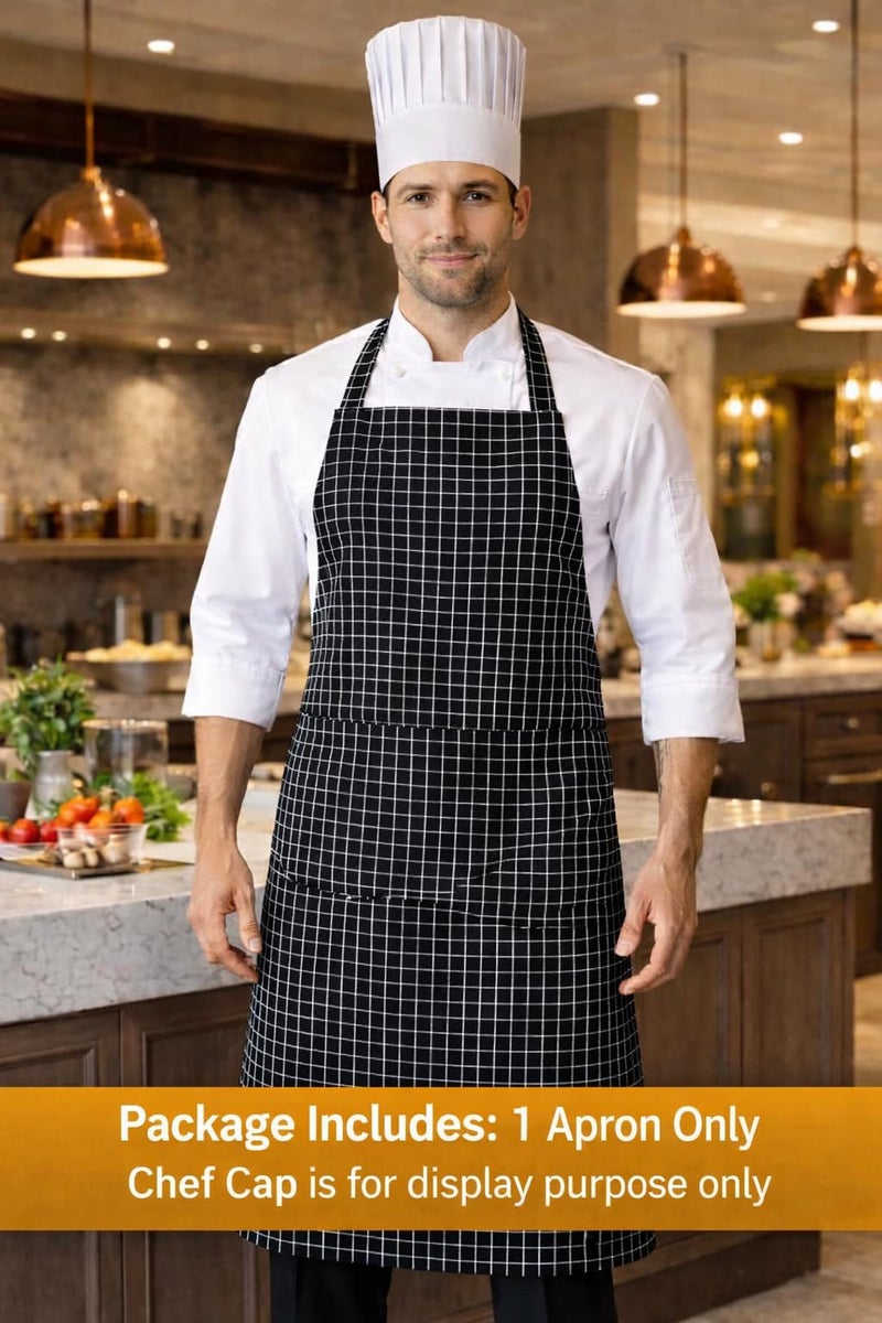 CRAZYWEAVES 100% Cotton Cooking kitchen Apron for Women and Men chef apron With adjustable neckstrap and ties with center pocket with strong and durable cotton apron - Image 2