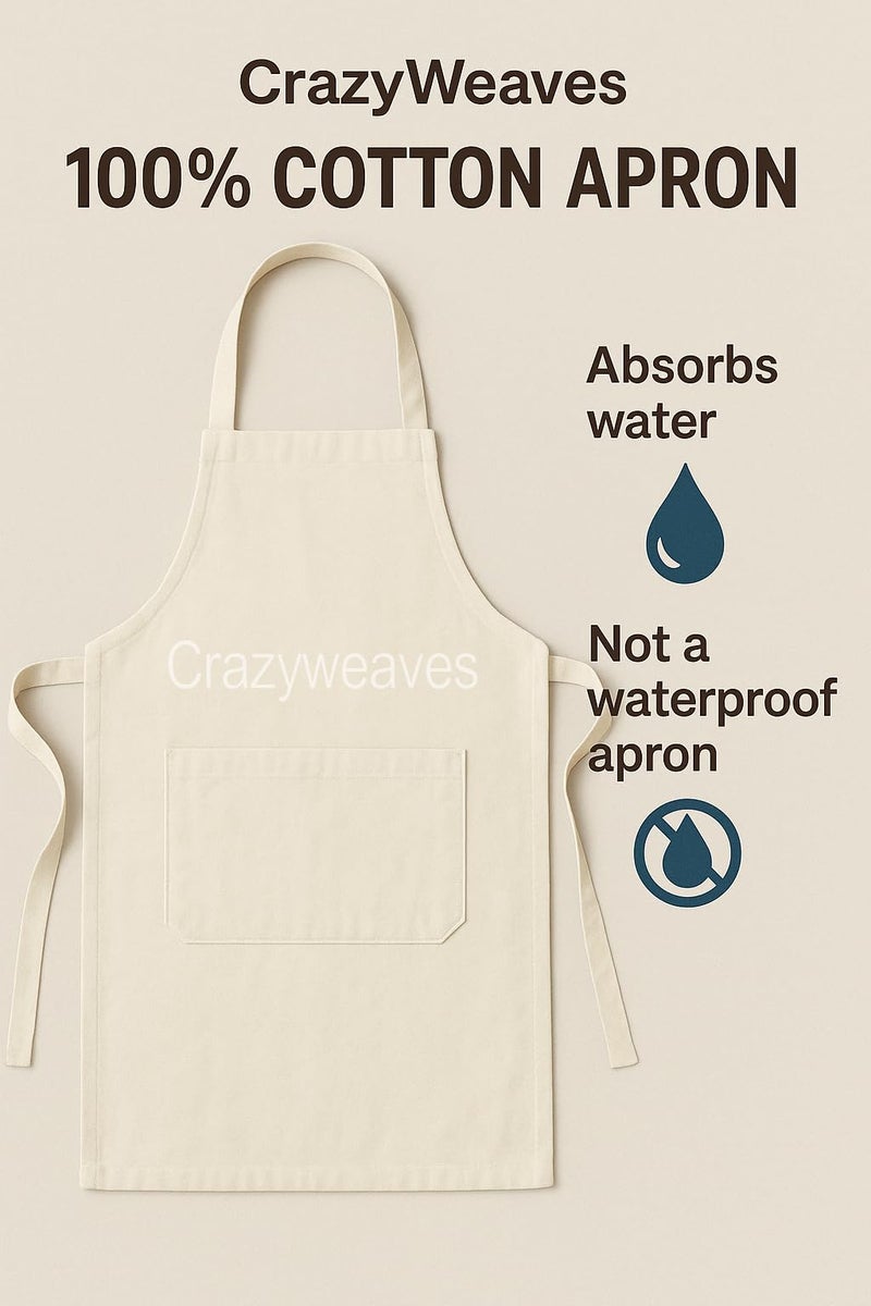 CRAZYWEAVES 100% Cotton Cooking kitchen Apron for Women and Men chef apron With adjustable neckstrap and ties with center pocket with strong and durable cotton apron - Image 5